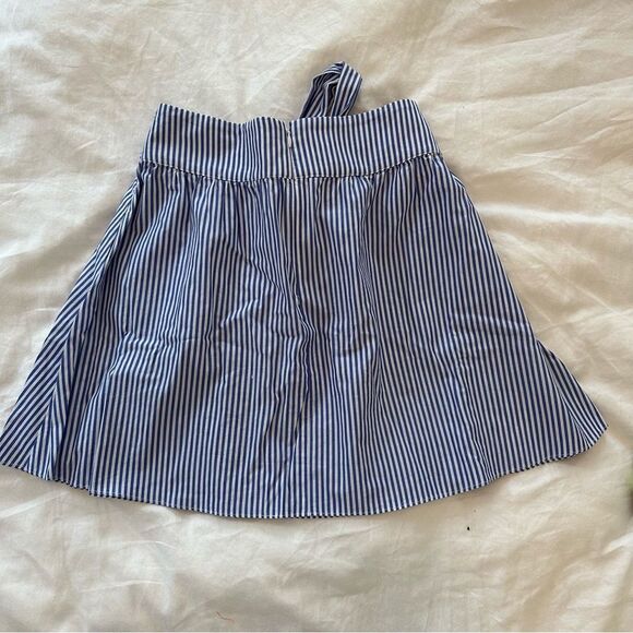 Blue and White Striped A-Line Skirt with Bow at Waist - Picture 4 of 6